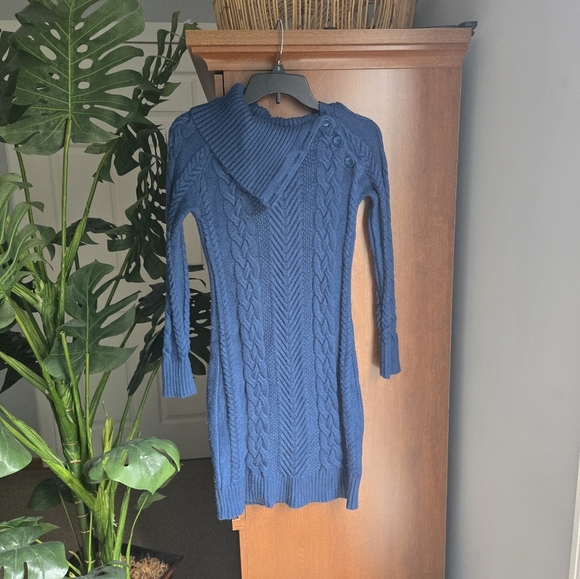 Sidefeel Women Asymmetric Buttoned Cable Knit Bodycon Mini Sweater Dress… - Picture 1 of 2